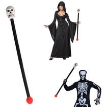 Bastão Cajado Esqueleto Caveira Fantasia Carnaval Halloween - Pais e filhos