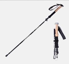 Bastão Caminhada Trilha Trekking Alumínio leve dobrável NF Cor:Preto