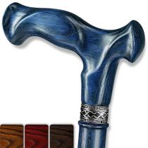 Bastão de caminhada Asterom feito à mão em madeira ergonômica Indigo 91cm