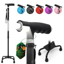 Bastão de caminhada BeneCane Quad Cane com luzes LED ajustáveis em preto