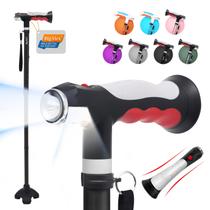 Bastão de caminhada dobrável BigAlex com duas luzes LED para idosos