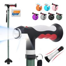 Bastão de caminhada dobrável BigAlex com luzes LED para idosos Bastão de caminhada dobrável BigAlex com luzes LED para idosos