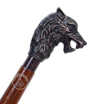 Bastão de caminhada Humaira Nautical Wolf Head Brass Handle