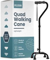 Bastão de caminhada PELEGON Quad Cane ajustável 300 libras preta Bastão de caminhada PELEGON Quad Cane ajustável 300 libras preta