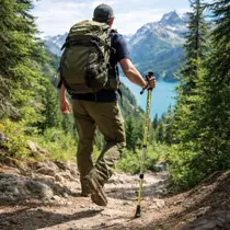 Bastão De Caminhada Trekking Alumínio Anti Shock Ajustável Para Trilha Guepardo Amarelo