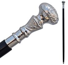 Bastão de caminhada Vintage Wooden Cane Silver Brass Alça