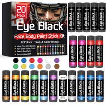 Bastão de eye black Warmify, kit com 20 unidades, 12 cores, anti-reflexo Bastão de eye black Warmify, kit com 20 unidades, 12 cores, anti-reflexo