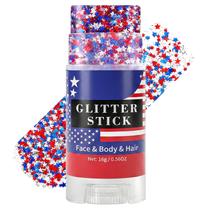 Bastão de Glitter Mysense Vermelho, Branco e Azul com Paetês em Forma de Estrela Bastão de Glitter Mysense Vermelho, Branco e Azul com Paetês em Forma de Estrela