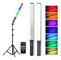 Bastão de Luz RGB Greika HL144M, Bateria Recarregável e Controle Remoto Com Tripé