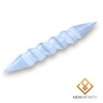 Bastão de Selenita 15cm Espiral Pedra Natural Cristal Polido