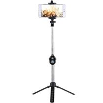 Bastão de Selfie Tripé Stick Controle Buetooth Ajustável Giro 360 Foto