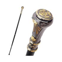 Bastão Decorativo Vintage Inspirado Na Maçonaria Com Relevo Dourado E Preto Para Fantasia De Cosplay Bastão Decorativo Vintage Inspirado Na Maçonaria Com Relevo Dourado E Preto Para Fantasia De Cosplay