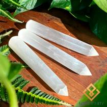 Bastão Massageador de Selenita Reiki Chakras Pedra Natural