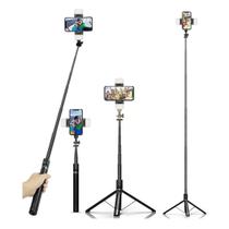 Bastão Pau de Selfie Para Celular O Maior Com Até 1,70 Metro de Altura Vira Tripé Com Iluminação LED e Controle Remoto Bluetooth Bastão Pau de Selfie Para Celular O Maior Com Até 1,70 Metro de Altura Vira Tripé Com Iluminação LED e Controle Remoto Bluetooth