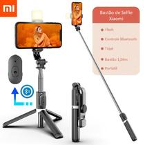 Bastão Pau de Selfie Q02S + Flash + Controle Bluetooth + Tripé + Portátil + Extensível 1,04m