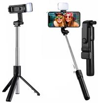 Bastão Pau Selfie Tripé Celular Com Led E Controle Bluetooth