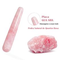 Bastão Pedra Quartzo Rosa Gua Sha Masssagem Podal e Mapa