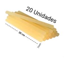 Bastão Refil Cola Quente Fina 07mmx30cm Amarela Kit Com 20 Unidades - Cilax
