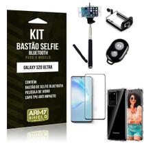 Bastão Selfie Bluetooth Galaxy S20 Ultra+ Capa +Película 3D - Armyshield
