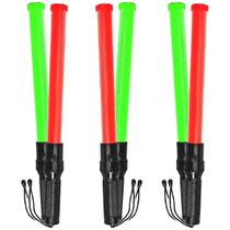 Bastao Sinalizador 2 Cores Grande Kit 3 Unidades Led Fiscalizaçao Lanterna Fluorescente Estacionamento Transito Sinalizaçao Emergencia