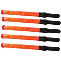 Bastao Sinalizador Fluorescente Grande Kit 5 Uni Sinal Transito Baliza Manobra Estacionamento Engarrafamento