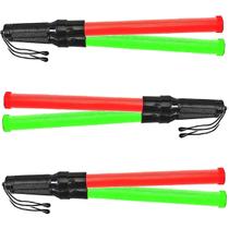 Bastao Sinalizador Grande 2 Cores Led Kit 3 Unidades Fluorescente Segurança Lanterna Sinalizaçao Fiscalizaçao Emergencia Estrada Rodovia Transito
