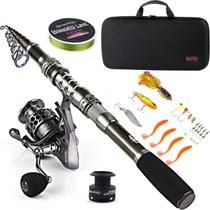 Bastão telescópico Fishing Rod Combo Sougayilang de 1,8 m com bobina Bastão telescópico Fishing Rod Combo Sougayilang de 1,8 m com bobina