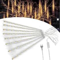 Bastões Chuva de Meteoros 8 Tubos 50cm 288 Leds Branco Quente Bivolt
