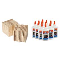 Bastões de Madeira Natural para Artesanato Hand2Mind + Cola