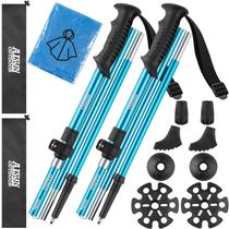 Bastões de trekking AISUNOUTDOOR de alumínio leve, kit com 2
