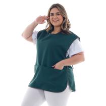 Bata Avental Jaleco Plus Size Oxford Bolsos Ajuste Lateral