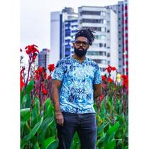 Bata Azul 100% Viscose com Estampa Tie Dye Inspirada na Arte Maori Azul