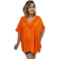 Bata Blusa Indiana Lisa Manga Curta Bordada Plus Size 2060 Bata Blusa Indiana Lisa Manga Curta Bordada Plus Size 2060