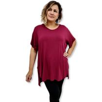 Bata Blusa Malha Viscolycra Manga Curta Plus Size Lisa