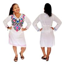 Bata Blusão Camisão Bordado - Azul Aço GG