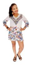 Bata Blusão Camisão Estampado de Borboleta - Azul M