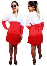 Bata Blusão Saida De Praia Aberta De Botão Manga M G e GG