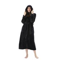 Bata COOVA Premium con Capucha, de Peluche Suave y Cálida, Larga, Negra Bata COOVA Premium con Capucha, de Peluche Suave y Cálida, Larga, Negra