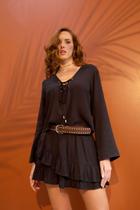 Bata Em Viscose Manga Longa Com Ilhós Bata Em Viscose Manga Longa Com Ilhós