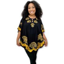 Bata estilo Poncho Indiana Bordado e Tie Dye Batik Plus Size