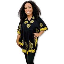 Bata estilo Poncho Indiana Bordado e Tie Dye Batik Plus Size