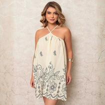 Bata Feminina Estampada Alcinha Amarração Nas Costas Verão Viscolinho Bata Feminina Estampada Alcinha Amarração Nas Costas Verão Viscolinho