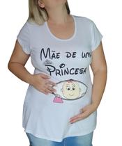 Bata Grávidas Plus Size para Ensaio Gestante Mãe de uma Princesa ou de um Príncipe - Linda Gestante