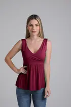 Bata império regata merlot gestante de amamentação - 2 em 1 Bata império regata merlot gestante de amamentação - 2 em 1