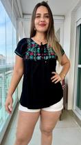 Bata Indiana Bordada Manga Curta Viscose Cod 21