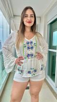 Bata Indiana Bordada Manga Longa Viscose Cod 30