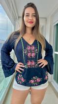 Bata Indiana Bordada Manga Longa Viscose Cod 30 Bata Indiana Bordada Manga Longa Viscose Cod 30