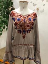 Bata Indiana Decote Bordado- Palak