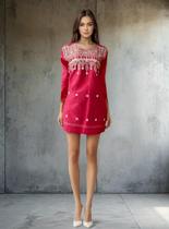 Bata Indiana Feminina Luxo Vermelha Bordada Algodão PK-2404