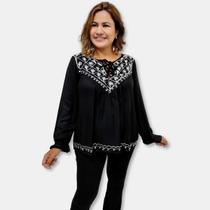 Bata Indiana Manga Longa com bordado Boho Chic Luxo MHI230 Bata Indiana Manga Longa com bordado Boho Chic Luxo MHI230